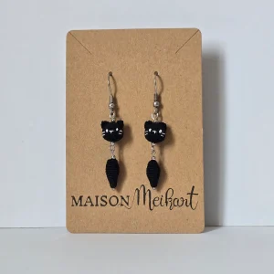 Boucles d'oreilles chats noirs