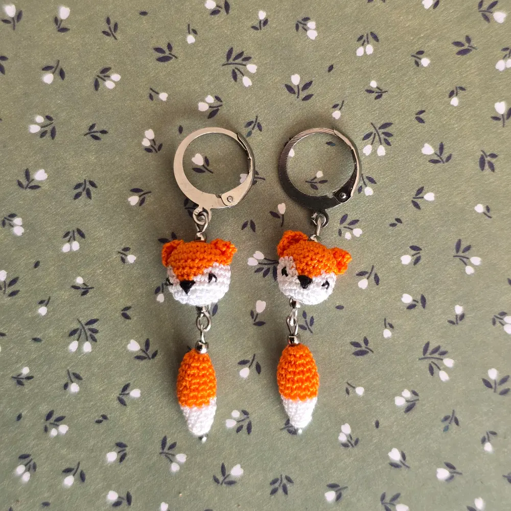 Boucles d'oreilles Renards sur dormeuse