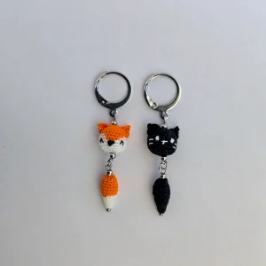 Boucles d'oreilles Chat et Renard